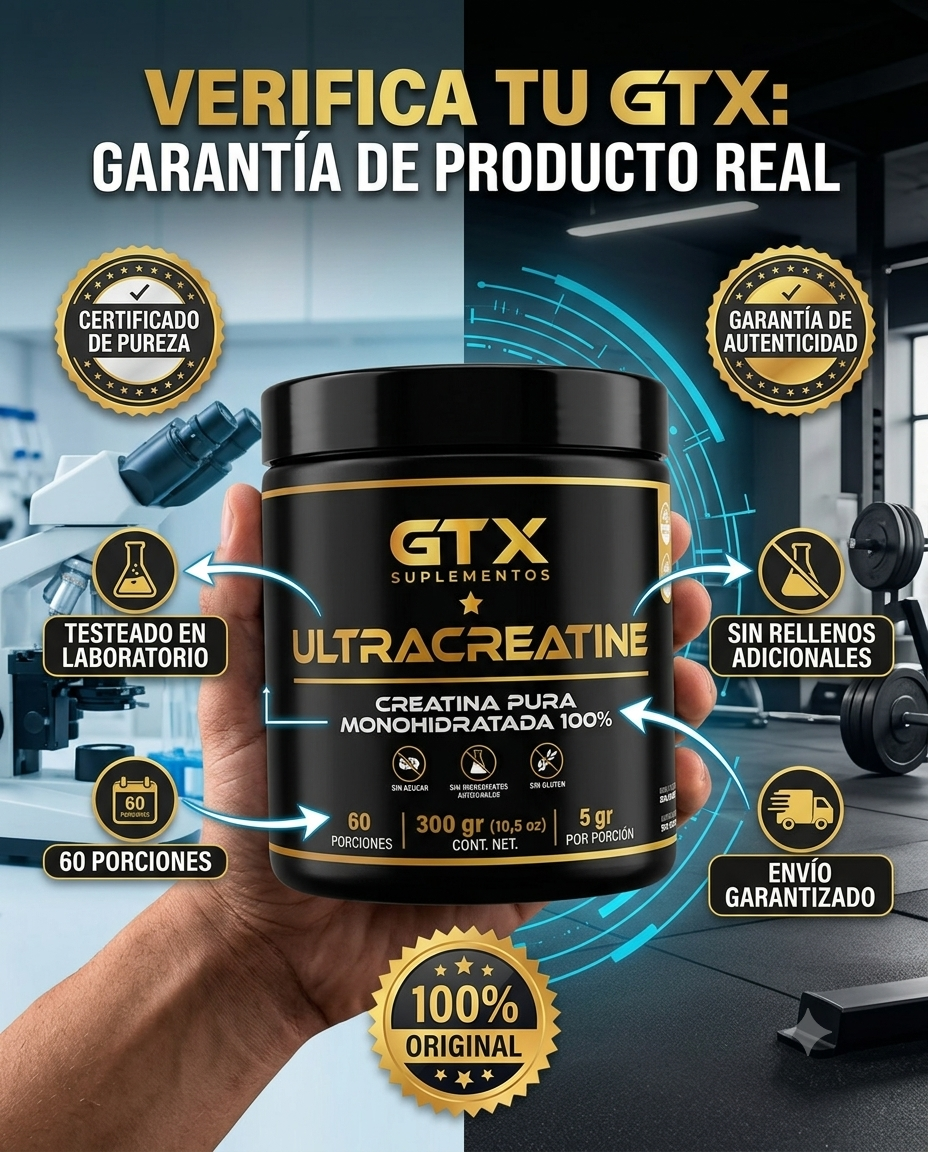 Certificado de pureza, testeado en laboratorio - GTX Suplementos