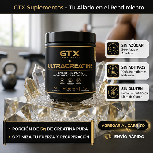 GTX UltraCreatine Creatina Monohidratada 100% Pura · Con Registro INVIMA PSA-00672025