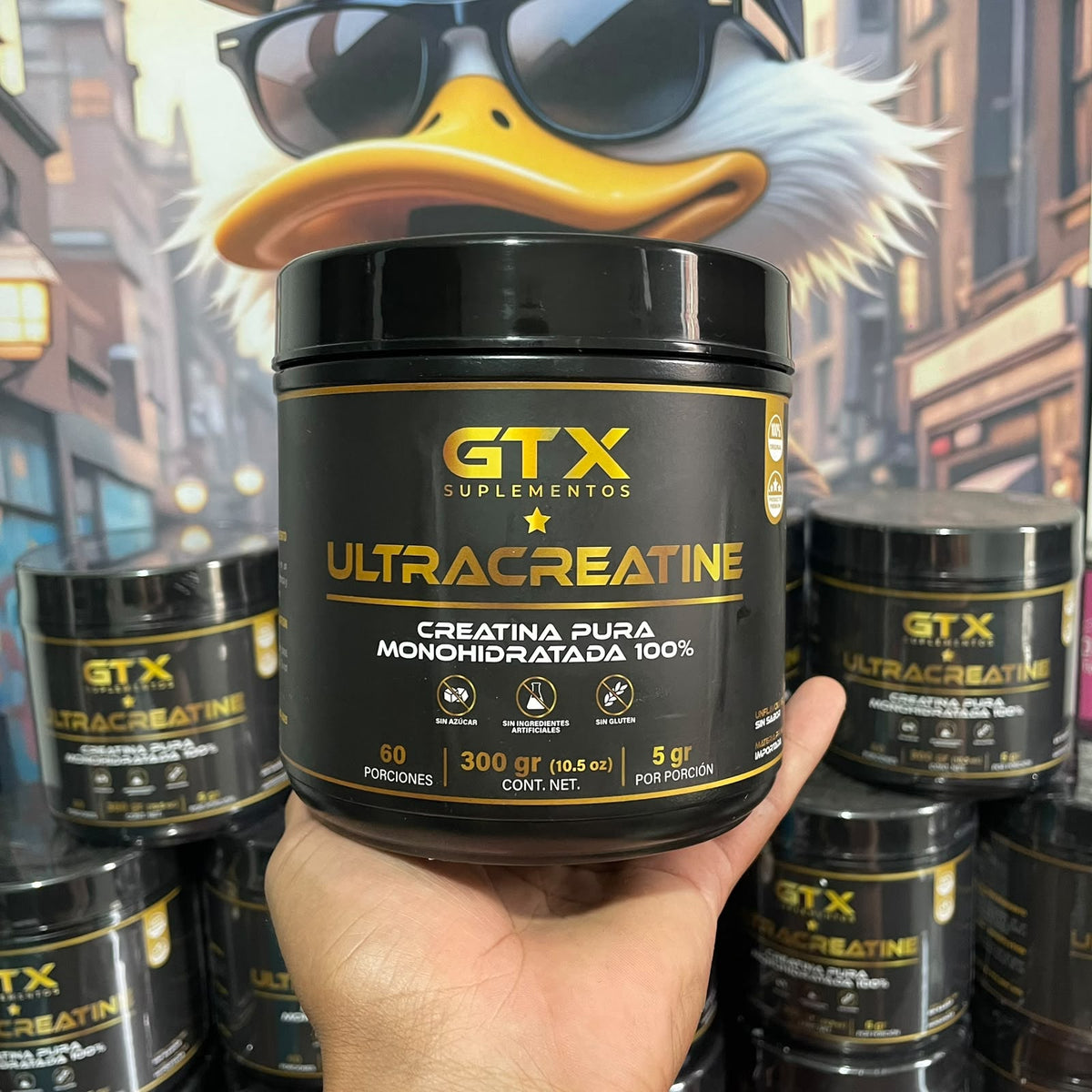 GTX UltraCreatine, creatina monohidratada 100% pura, envase de 300 g con registro INVIMA